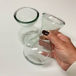 Lot 2 Vintage Clear Glass BULB FORCING VASE 5 3/4